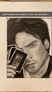 I recently drew 2 new face sketches of Ian Somerhalder & a sketch of Paul  Wesley for them to autograph when I meet them in a couple weeks, BUT I have  decided