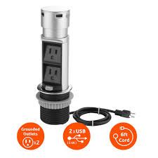 Kitchen pop up electrical outlet. Link2home Space Saver Pop Up Outlet 2 Power Outlets 2 Usb Ports 2 4 Amp Overload Protection Splash Resistant Em Pu 200e The Home Depot