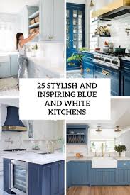 Great white countertop colors include white diamond granite, calcutta gold marble, or white carrera marble. 25 Stylish And Inspiring Blue And White Kitchens Digsdigs