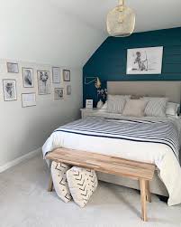 Blue walls dark floors bright neutrals 22 Best Bedroom Paint Colors Extra Space Storage
