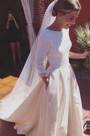 Princess 3 4 Sleeve White Satin Spring Wedding Dress Wedding Dresses Wedding Dresses Satin Dream Wedding Dresses