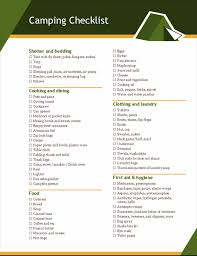 Includes spaces for item number, description, location, and quantity. Camping Checklist Word
