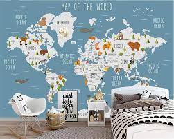 Papier peint mural carte du monde vintage noir grisé. 10 Beaux Planispheres Panoramiques Pour Enfants