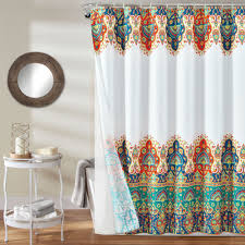 Bohemian Meadow Shower Curtain Orange Turquoise With Peva Lining And Rings 14pcs Complete Set 72x72 Walmart Com Walmart Com
