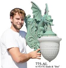 Ebros medieval dungeon dragon head scepter orb torch 23.5l with color changing led light and wall mounted dragon claws holder wizards and dragons sorcery alchemy magic (set of 2 left and right hand) 5.0 out of 5 stars 5. Vintage Hardware Lighting Large Winged Dragon Porch Light Wall Sconce 775 Al