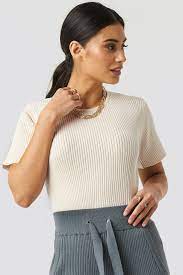 / shipping calculated at checkout. Hudson Rib Knitted Tee White Na Kd Com