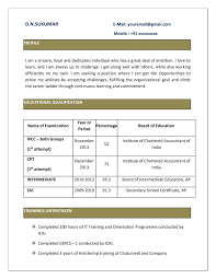 Experienced Articleship Resume Format Download In Ms Word Resume Samples Projects Download Now