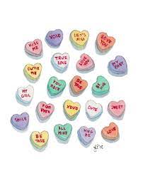 Candy Hearts Watercolor Art Print Colorful Necco Sweethearts Etsy Watercolor Art Prints Valentines Art Heart Candy
