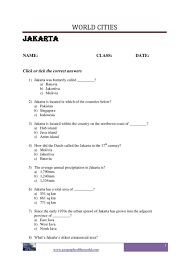 Jakarta City Question And Answer Worksheet Pdf Page Image Geography Worksheets World Cities Jakarta City