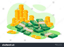 Isometric 3d Golden Coins Cash Wads Of Money Concept Bank Storage Saving A Lot Of Currency Low Poly Vector Illustrat Money Concepts Golden Coin Isometric