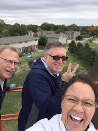 Getting ready for Final Destination! Our garage looks like...we'll, you  know...! Ryan took us all the way up in the lift!! Yikes!! Michael Sanders  Clay Woydziak Ryan Snodgrass Paula Danforth
