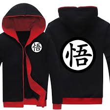 Black And Red Zip Up Hoodie Black Red Cotton Dragon Ball Z Kanji Zip Up Hoodie 6 Styles Anime Hoodie Black And Red Sweatshirts Hoodie