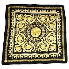 Gianni Versace Silk Scarves Black Golden Yellow Ref 141732 Joli Closet
