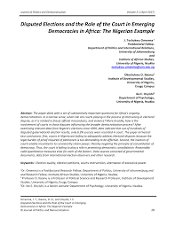 Pdf Disputed Elections And The Role Of The Court In Emerging Democracies In Africa The Nigerian Example