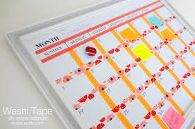 washi tape dry erase calendar