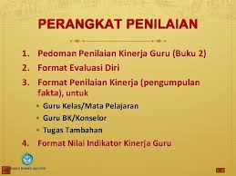 Laporan evaluasi dan refleksi diri (sampel laporan evaluasi diri dari 3 orang guru dengan mapel berbeda) 18. Penilaian Kinerja Guru Penilaian Kinerja Guru Pk Guru