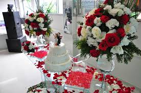 Wedding cake table decorations flowers. 3 Tiered Wedding Cake Placed Two White And Red Rose Flower Centerpieces Decorated Table Decoration Flowers Pxfuel