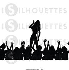 Download silhouette of music notes and use any clip art,coloring,png graphics in your website, document or presentation. Silhouette Clipart Of A Black Excited Silhouetted Crowd Of Fans Waving Their Arms While Listening To A Female Singer On Stage During A Music Concert By Elaineitalia 303