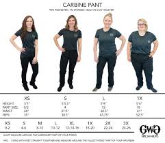 Size Chart Carbine Pants Girls With Guns