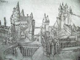 Notice the bulges on each side of the top and the downward point in the middle. Hogwarts Castle Harry Potter Drawings Hogwarts Castle Harry Potter Painting