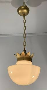 Antique Vintage Chain Pendant Light Fixture Schoolhouse Shade Rewired Cast Iron Crown Fitter In 2020 Antique Light Fixtures Brass Light Fixture Pendant Light