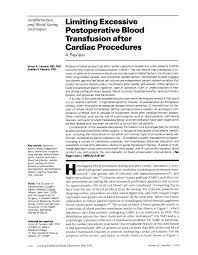 What if i have to go to the hospital? Limiting Excessive Postoperative Blood Transfusion After Cardiac Procedures A Review Abstract Europe Pmc