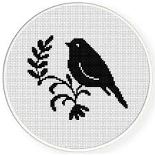 Pdf, black and white symbols colours: Bird Bloom Cross Stitch Pattern Cross Stitch Easy Cross Stitch Patterns Simple Cross Stitch
