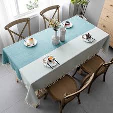 Mokani Washable Cotton Linen Two Color Tablecloth With Tassels Rectangle Table Cover Great For Kitchen Dining Table Top Buffet Decoration 55 X 70 Inch Review With Images Dining Table In Kitchen Buffet