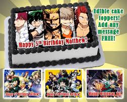 Birthday Cake For My Hero My Heroe Academia Edible Cake Topper Decoration Personalized Party Item Premiumfrostingsheeticingimagebrand Bi Edible Cake Toppers Cake Toppers Party Items