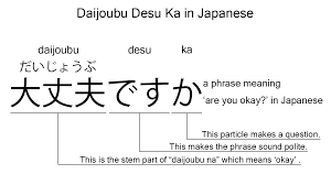 Daijoubu desu ka is the Japanese phrase for 'are you okay?'