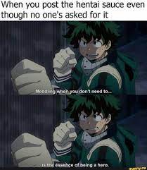 When you post the hentai sauce even though no ones asked for it I . e és e  çe of being a hero. - iFunny