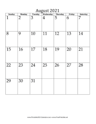 These free september calendars are.pdf files that download and print on almost any printer. Printable August 2021 Calendar Vertical