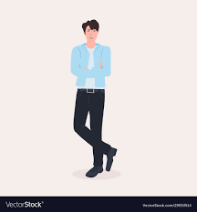 Beautiful man standing pose male cartoon character