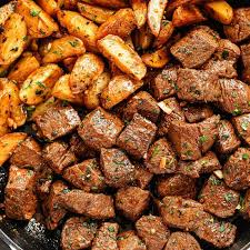 Cube steak and gravy is one of my favorite comfort food meals. Garlic Butter Steak Bites And Potatoes Recipe Steak And Potatoes Recipe Eatwell101