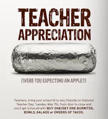 Read the terms and conditions of the chipotle deal. Chipotle Bogo Burritos Bowls And More For Teachers May 7th My Frugal Adventures