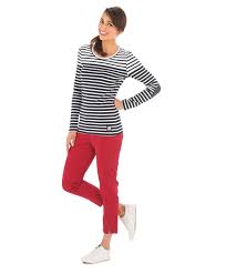 Polyester & coton encolure : T Shirt Raye Femme T Shirt Polo Top Mode Femme Terre De Marins