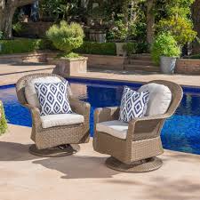 Noble House Brown Iron Framed Wicker Outdoor Lounge Chairs With Ceramic Gray Cushion 2 Pack 15353 The Home Depot Lounge Chair Outdoor Wicker Swivel Chair Outdoor Wicker