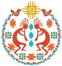Black aida using dmc floss. Kokopelli Circle Cross Stitch Pattern By Tereena Clarke Crosstitch Com