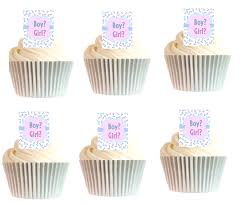 Buy hansa blue baby jumpsuits baby shower cake cupcake toppers picks for birthday boys party decorations 24 pcs: 12pk Gender Reveal Boy Or Girl Baby Shower Cupcake Decoration Picks