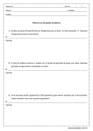 Situacoes Problema De Matematica 3Âº Ou 4Âº Ano Acessaber