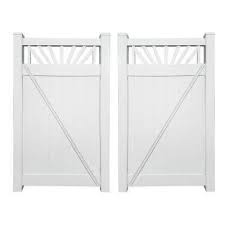 Annapolis 7 4 Ft W X 5 Ft H White Vinyl Privacy Fence Double Gate Kit Vinyl Privacy Fence Gate Kit White Vinyl