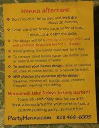 Henna Aftercare Instructions Henna Tattoo Diy Henna Ink Henna Tattoo Recipe