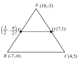 Calculator solve the triangle specified by coordinates of three vertices in the plane (or in 3d space). The Vertices Of A Triangle Are At 4 5 7 6 And 10 3 Show That The Line Joining The Midpoints Of Any Two Sides Is Equal To One Half Of The Third Side Study Com