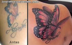 A growing trend in the tattoo world is the use of varying densities of meticulously applied dots to create different images 9. Tattoo Of Butterflies Cover Up Shoulder Blade
