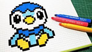 Pixel Art Hecho A Mano Como Dibujar A Piplup Pokemon Pixel Art Pattern Pixel Art Pixel Drawing