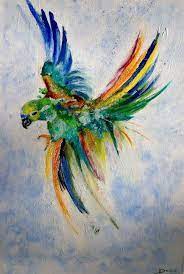 perroquet tres colore acrylique sur toile etsy peinture abstraite oiseau tableau quand les adultes colorient des livres de coloriage pour enfants