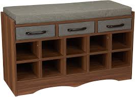 An excellent choice for small entryways that need to be resourceful with minimal space. Entryway Shoe Storage Bench With Cushion And Drawers Brown Edge Cyber Com