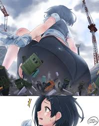 Rule 34 - Anime Style Ass Black Pants Black Shirt Brown Hair Building City  Comic Construction Copyright Request Crane Crush Destruction Giantess  Gloves Kantai Collection Kuroshio (kantai Collection) Leggings Macrophilia  Manga Pixiv