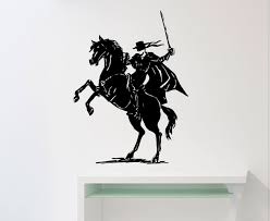 Now you can bring all the fun of the saddle and the stable to the interior of your home, with wall decorations, plaques, wall hooks, photo frames and more! Zorro Wall Sticker Horse Rider Vinyl Decal Home Interior Etsy