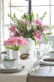 Easter Lillies Table Dishes Flowers Tablescape Bunnies Happy Easter Egg Holder Nests11 Easter Table Decorations Easter Table Settings Easter Centerpieces